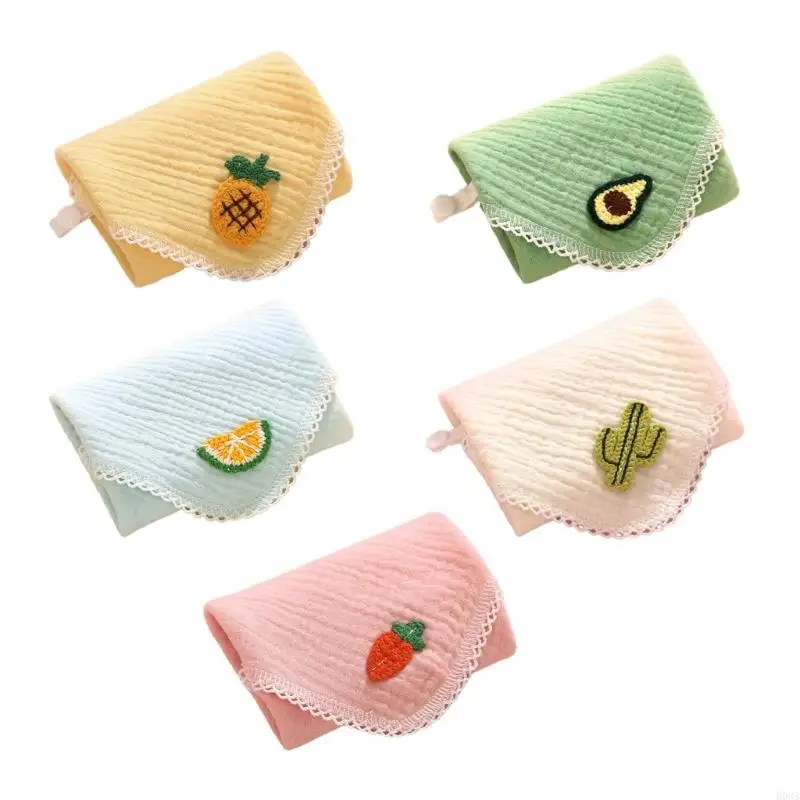 Towel Burp Cloth Boys Girl Breathable Feeding Bibs Drooling Bib with Hanging Hook Button Infant Washcloth