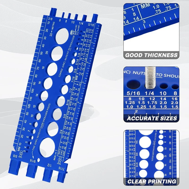 3Pcs Nut Bolt Thread Gauge Plastic Metric And Standard Sizer Tool Bolt Measuring Size And Thread Identifier Gauge