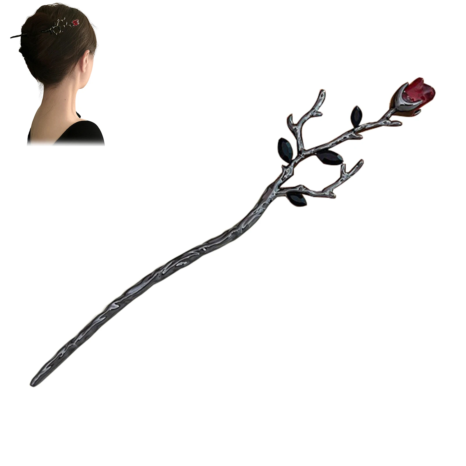 عصي شعر على شكل زهرة على الطراز القوطي، أغطية رأس مصنوعة بحرفية جيدة، عصا شعر طويلة مستقيمة للنساء والفتيات وصالونات تصفيف الشعر