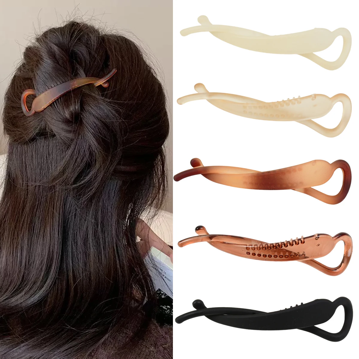 5-Piece Set of Fashionable and Simple Matte Twist Hair Clips for Women, Suitable for Daily Casual Wear and Versatile