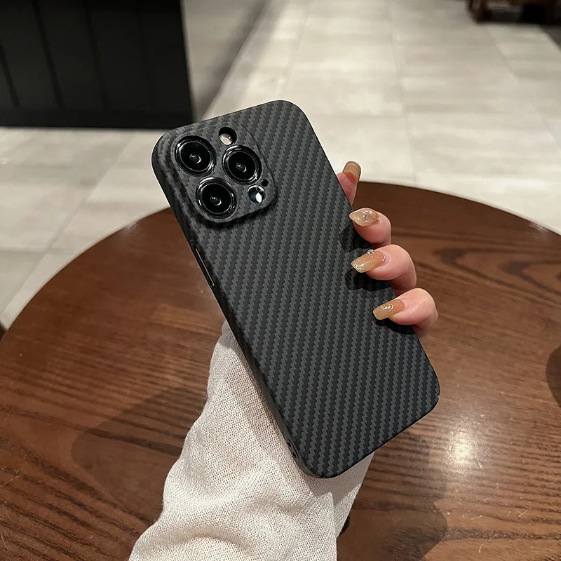 carbon fibre phone case for iphone 16 15 14 13 12 11 pro max hard back cover for iphone xs max plus Ultra thin camera protection