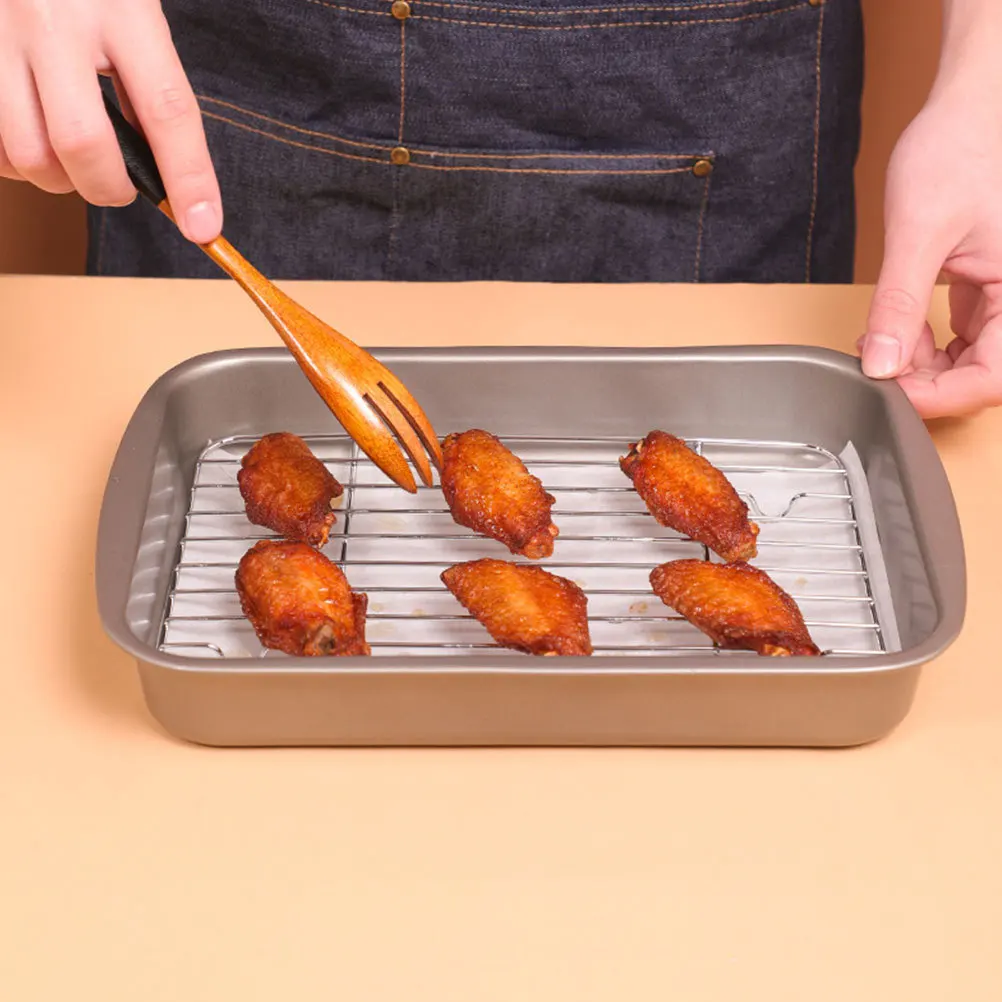 

Fish Roasting Pan Iron Rectangular Grilling Tray Oven Safe Baking Roasting Tray With Rack For Grilled Fish