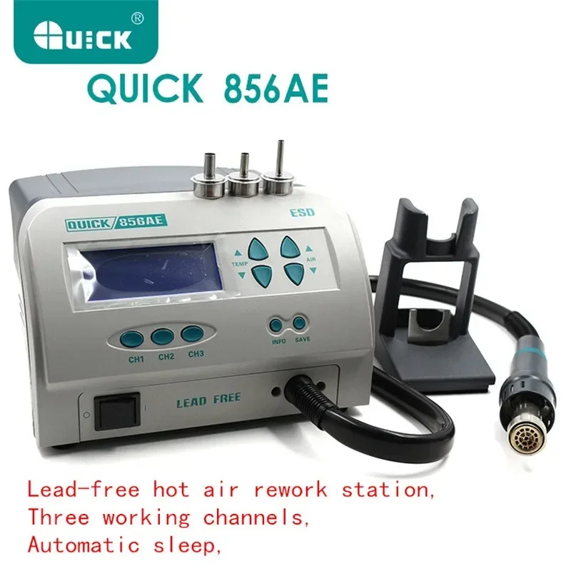 

Original QUICK 856AE Hot Air Gun with Soldering and Hot Air Rework Station for Lead-Free Soldering