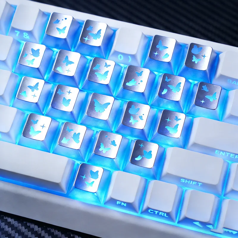 21 Keys Butterfly Keycaps Personalized For Cherry Axis Mechanical Keyboard Office Gaming Keycap Girl Friend Gift