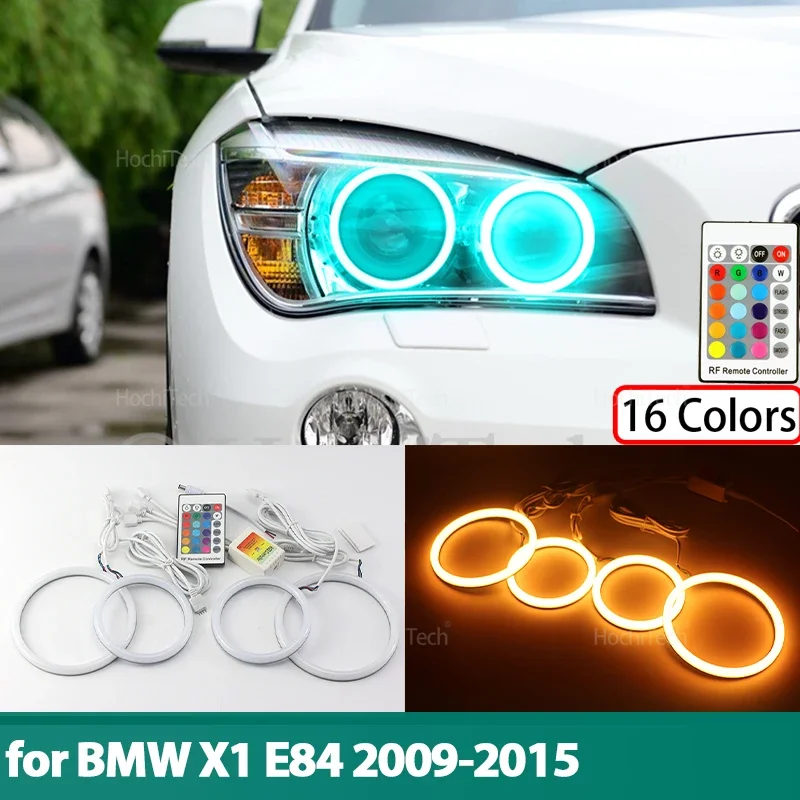 

RGB Colorful Cotton Rings with Remote Control for BMW X1 E84 2009 2010 2011 2012 2013 2014 2015 Headlight LED Angel Eyes Rings
