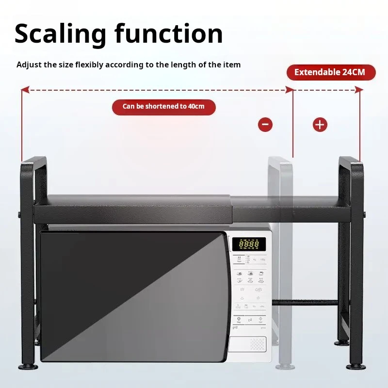 Retractable microwave shelf two-tier shelf height kitchen organizer shelf steel kitchen furniture storage Organizer rack