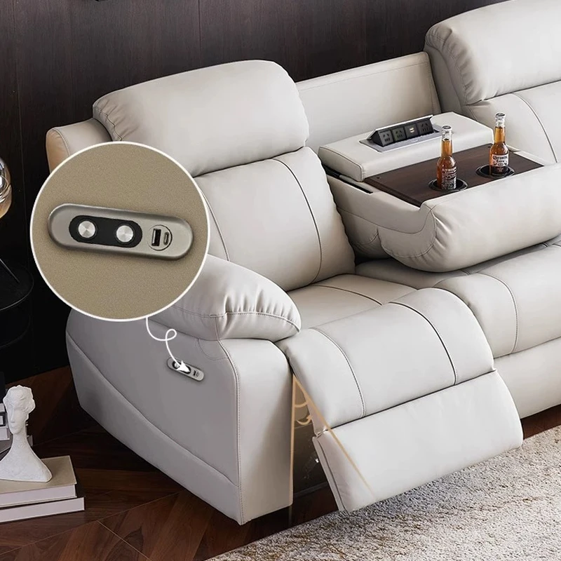Picture 7: Modern Leather Electric Recliner Sofa Power Recliner Home Theater Sofa With Cup Holder