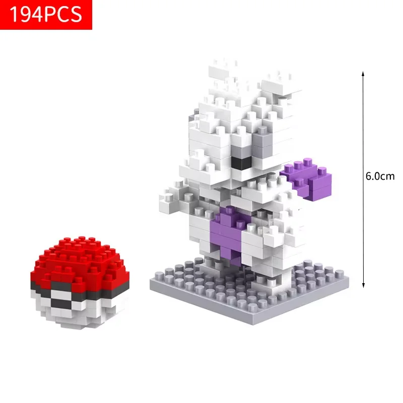Pokémon-Spielzeug-Bausteine, Pokémon-Actionfiguren, Cartoon-Charaktere, Charizard, Mewtwo, Modell-Bausteine für Jungen, Geburtstagsgeschenke