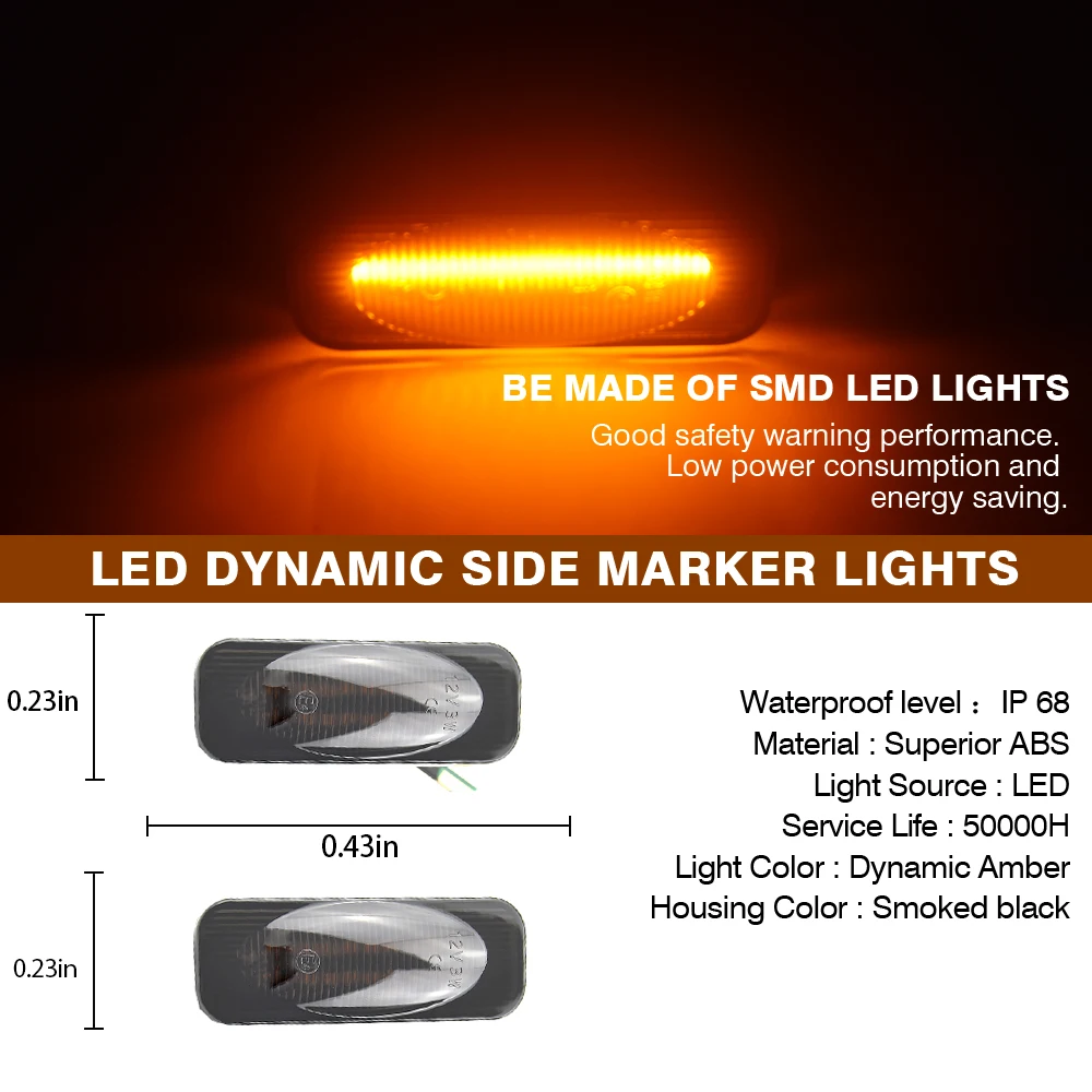 

Led Dynamic Turn Signal Light Side Fender Marker Sequential Blinker For Opel Omega B Caravan (TYP: Standard) Bj.:1994 -1999