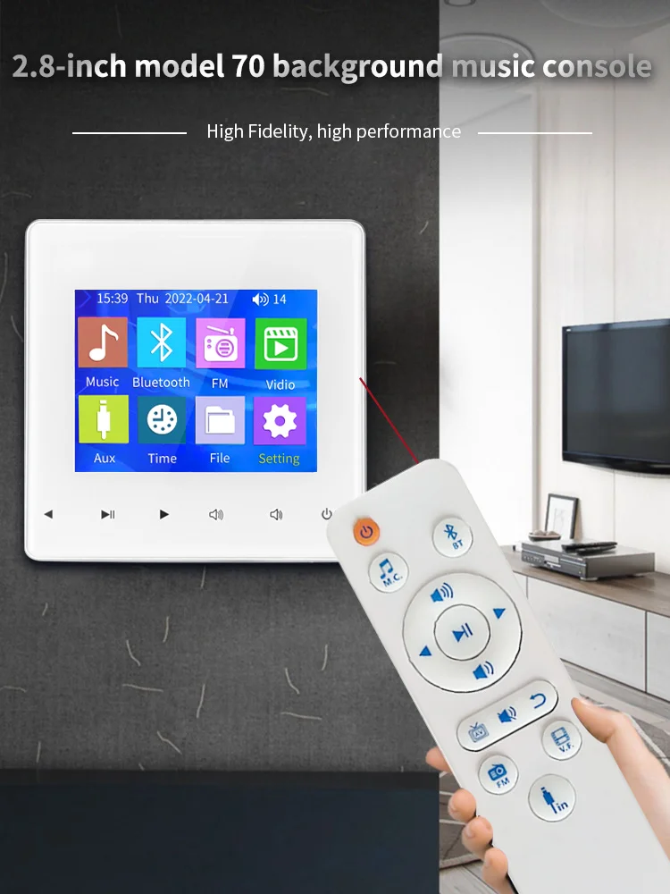Domowy wzmacniacz ścienny Bluetooth System sterowania muzyką w tle Mini głośnik sufitowy z klawiszem dotykowym Panel audio Dysk U i karta TF — zdjęcie produktu 6