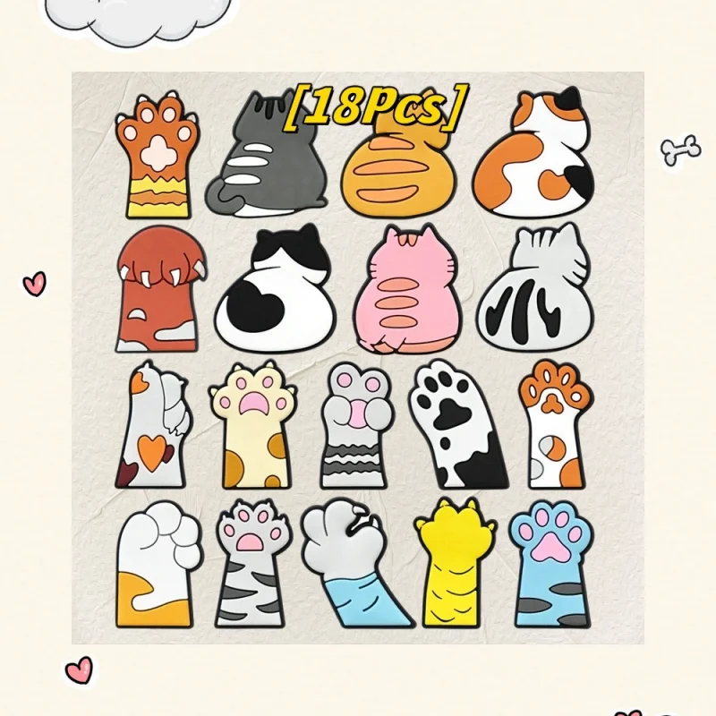 

18Pcs PVC Cute Animal Cat Mom Sandals Decorative Buckle Attachment For Wrist Perforated Slippers Accessories Kids Cartoon Shoe A