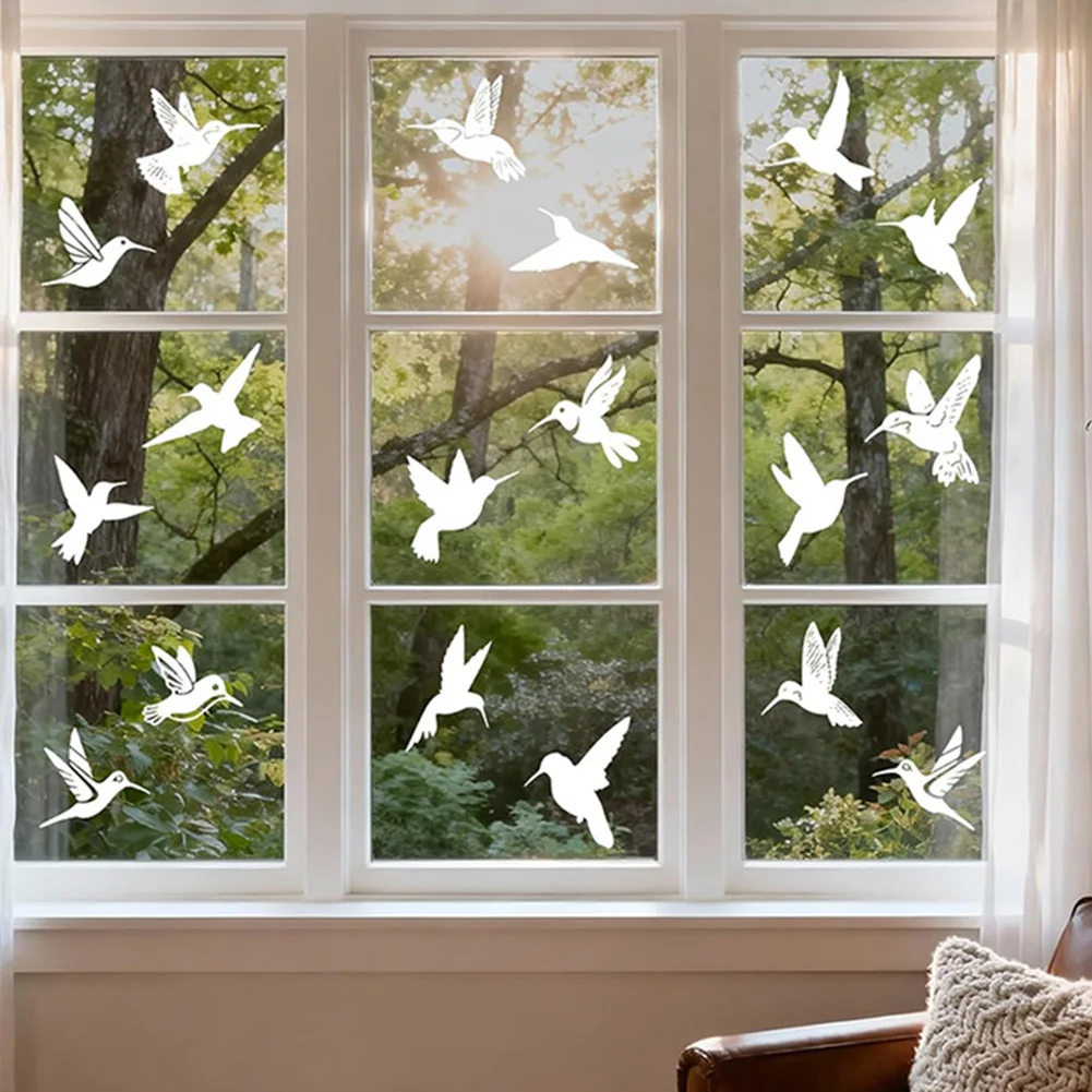 9er-Pack Vogelabwehr-Fensteraufkleber aus PVC für Glastüren, Weiße Vogelabwehr-Sticker, Einfache Anbringung
