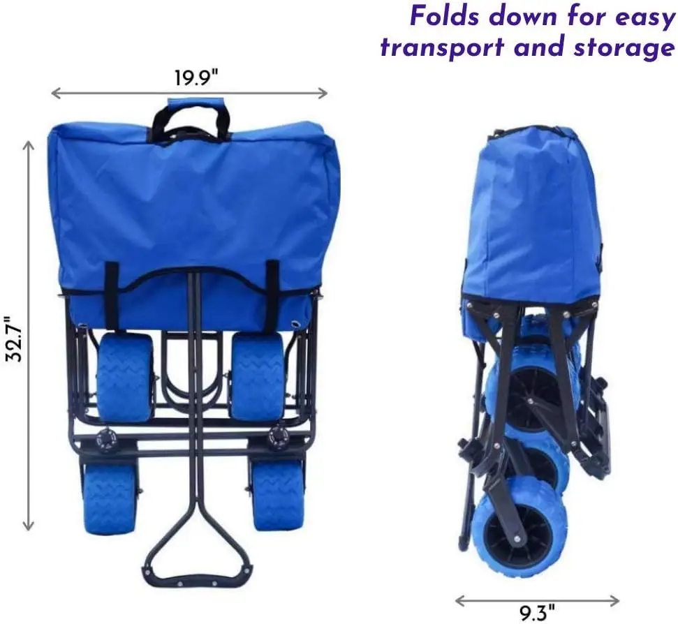 Gerobak Utilitas Lipat dengan Roda Segala Medan, Biru Royal