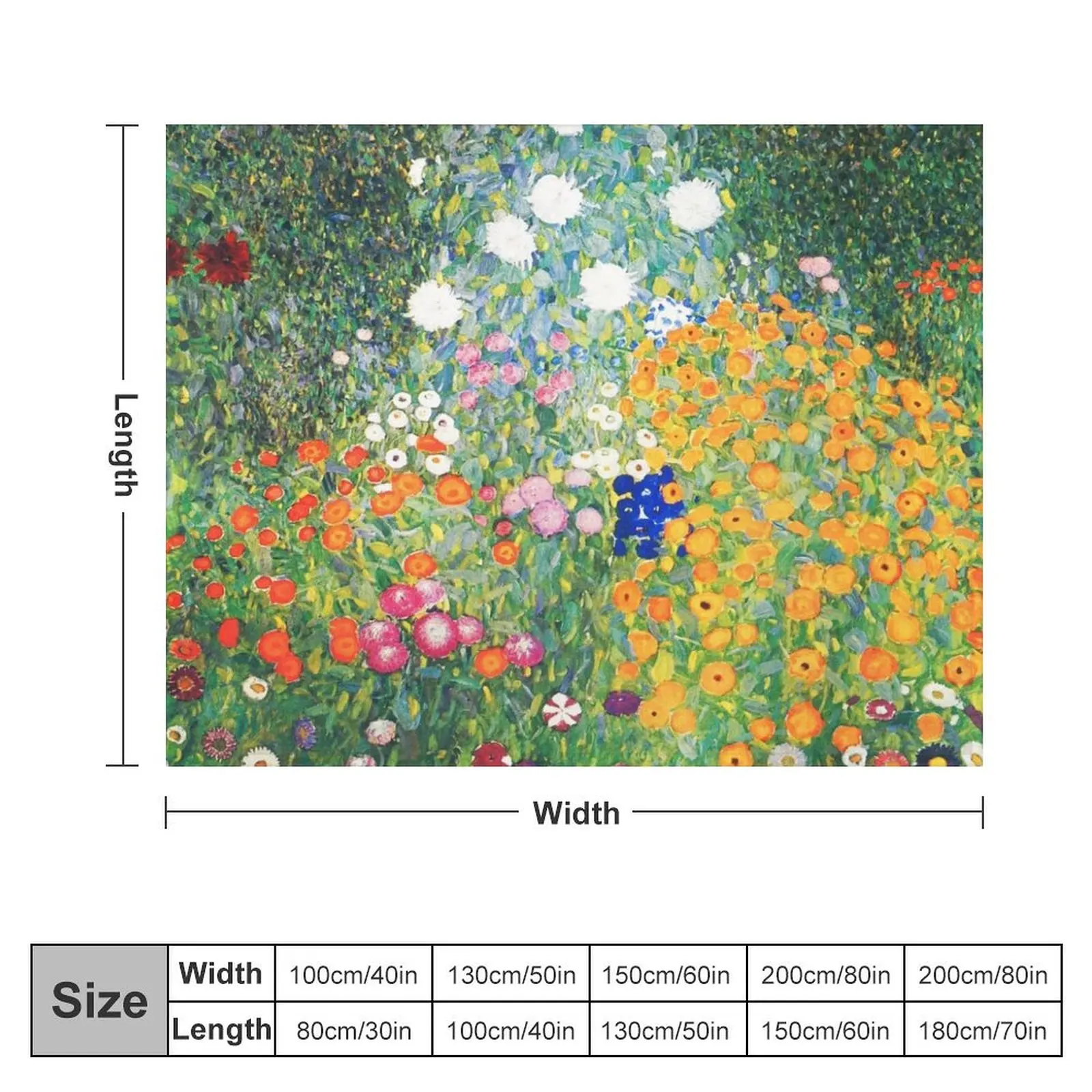 Flower Garden by Gustav Klimt Throw Blanket Travel Heavy Bed linens Blankets