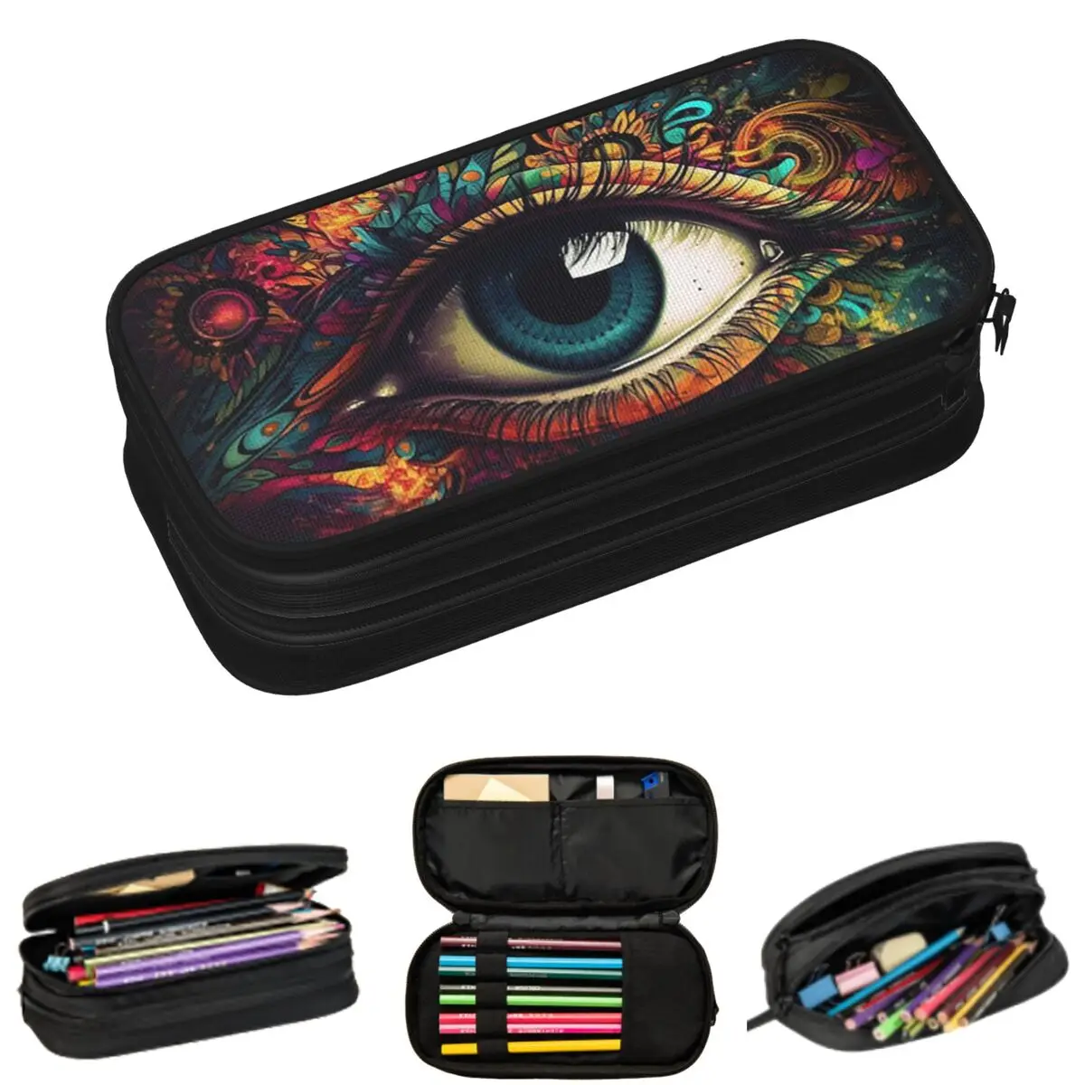 

Пеналы для ручек и карандашей с цветочным узором для студентов, подарочные пеналы-коробки, вместительные пеналы-косметички