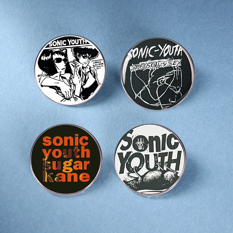 جديد سونيك الشباب الفرقة جولة بروش روك باند الشرير الموسيقى المغني دبوس شارة معدنية مروحة جمع مجوهرات الملابس والاكسسوارات #1