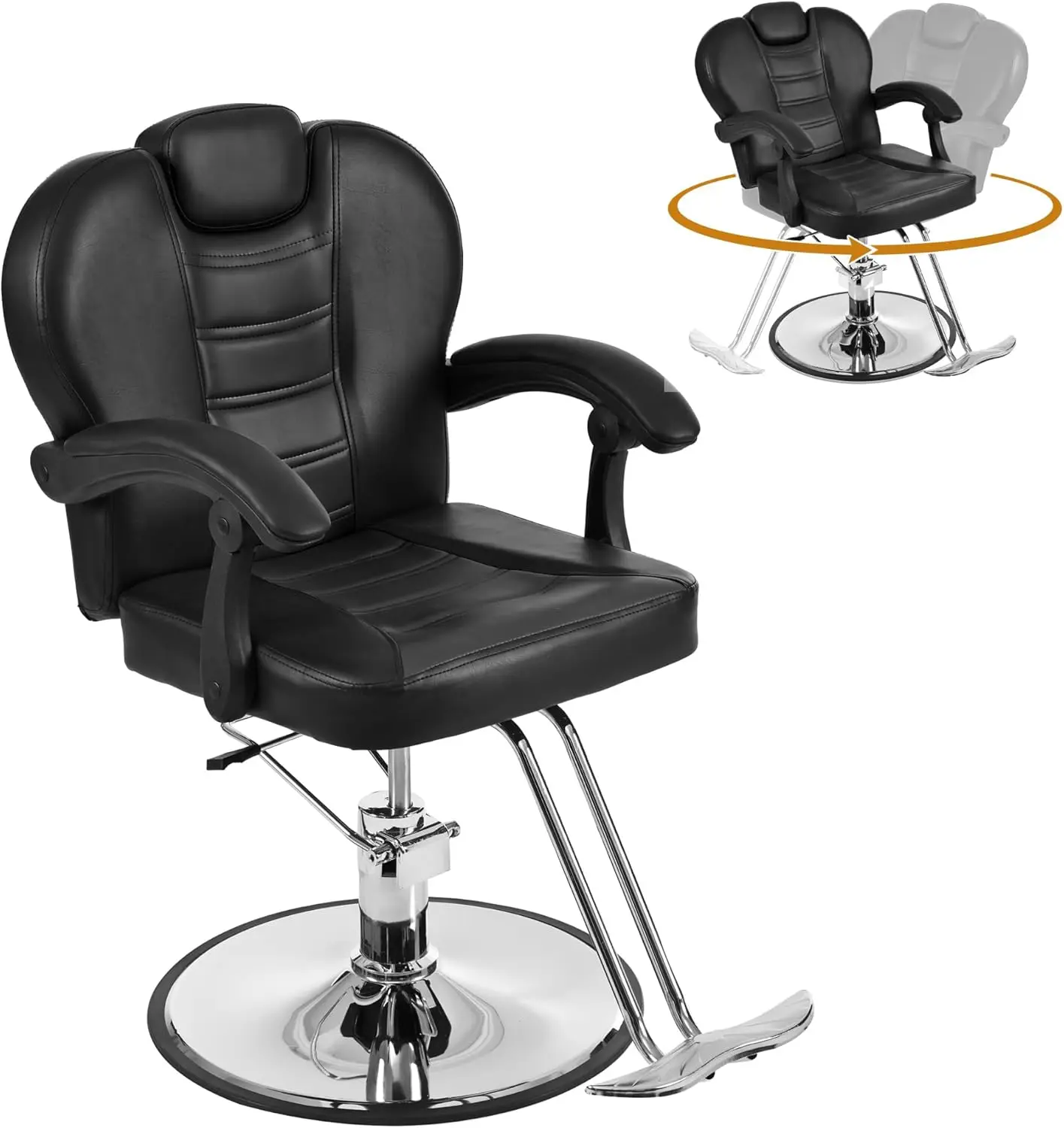 Recliner Barber Chair for Hair Salon with 20% Extra Wider Seat & Heavy Duty Hydraulic Pump, Upgraded Salon Beaut