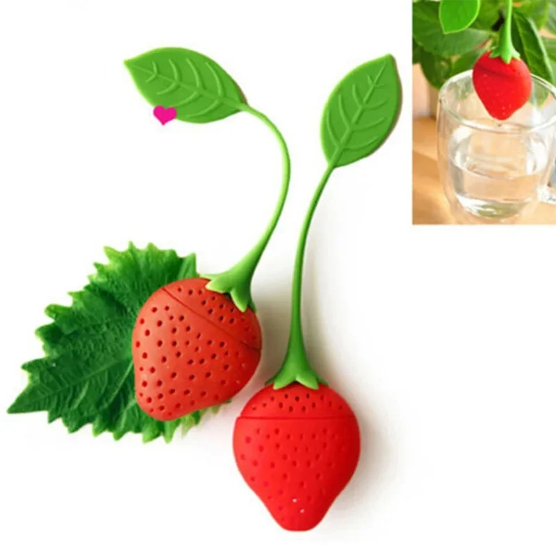 

Creative Silicone Tea Strainers Strawberry Shaped Coffee Loose Tea Leaves Infusers Filter Container Teaware Kitchen Accessories