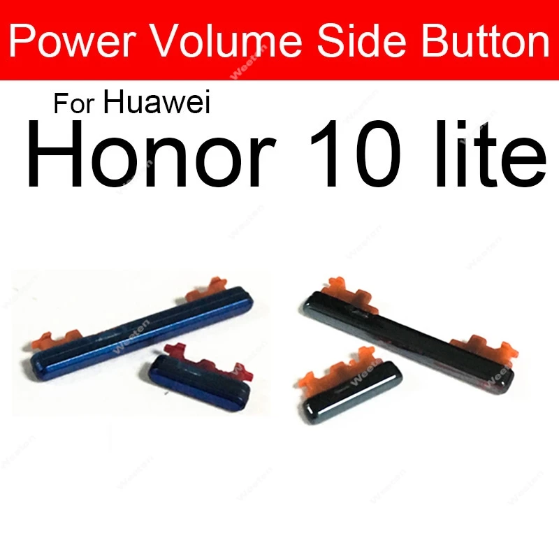 Botões de volume de energia para huawei honor 10 10 lite 20 pro 20s teclas de botão lateral para cima para baixo peças de reposição de controle de áudio de energia