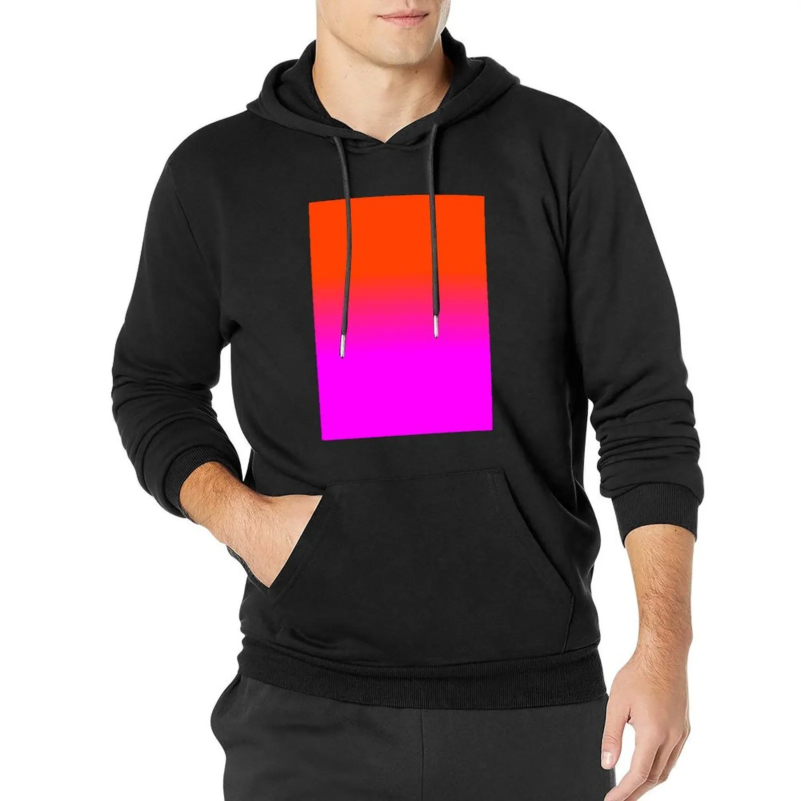 Neon Orange and Hot Pink Ombre Shade Color Fade Pullover Hoodie streetwear men anime clothing anime hoodie