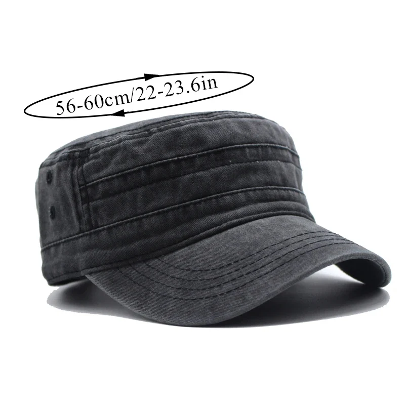 Hat Men Fishing Retro Do Old Wash Jeans Big Head Bib Flat Top Hat Outdoor Casual Tie-In Female Cap Trend European And N Style