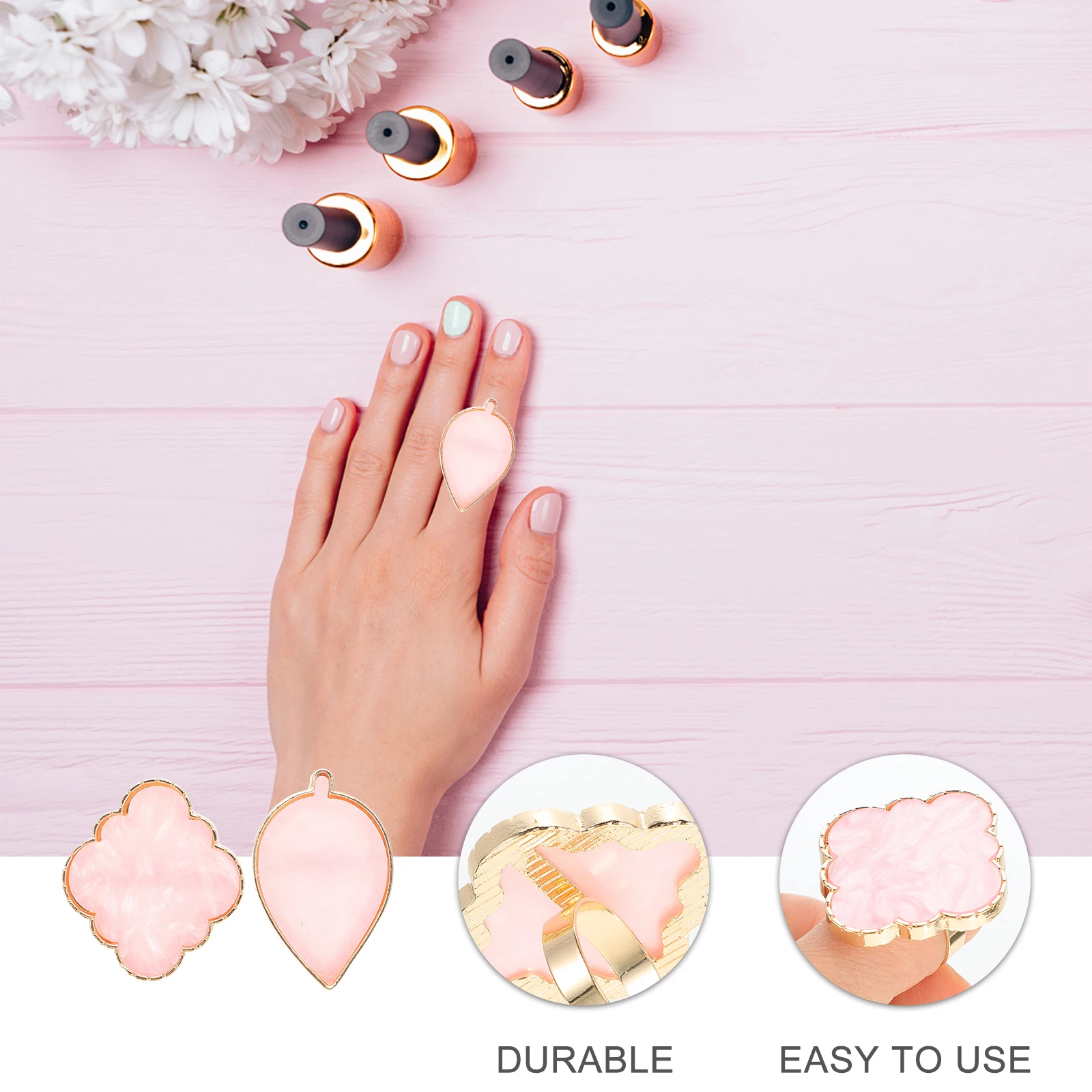 

20Pcs Nail Art Ring Palettes Resin Copper Mix Color Tray Smooth Edges Easy Clean Portable for Manicure Salon Nail Polish Tools