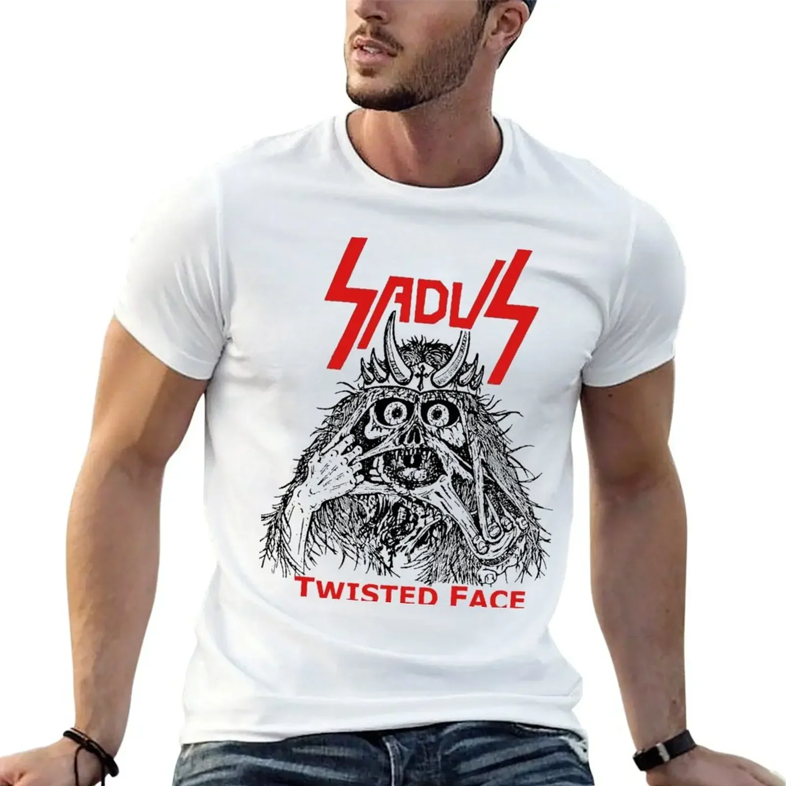 Sadus- Twisted Face T-Shirt man t shirt vintage clothes rapper graphic tees custom t shirt men workout shirt