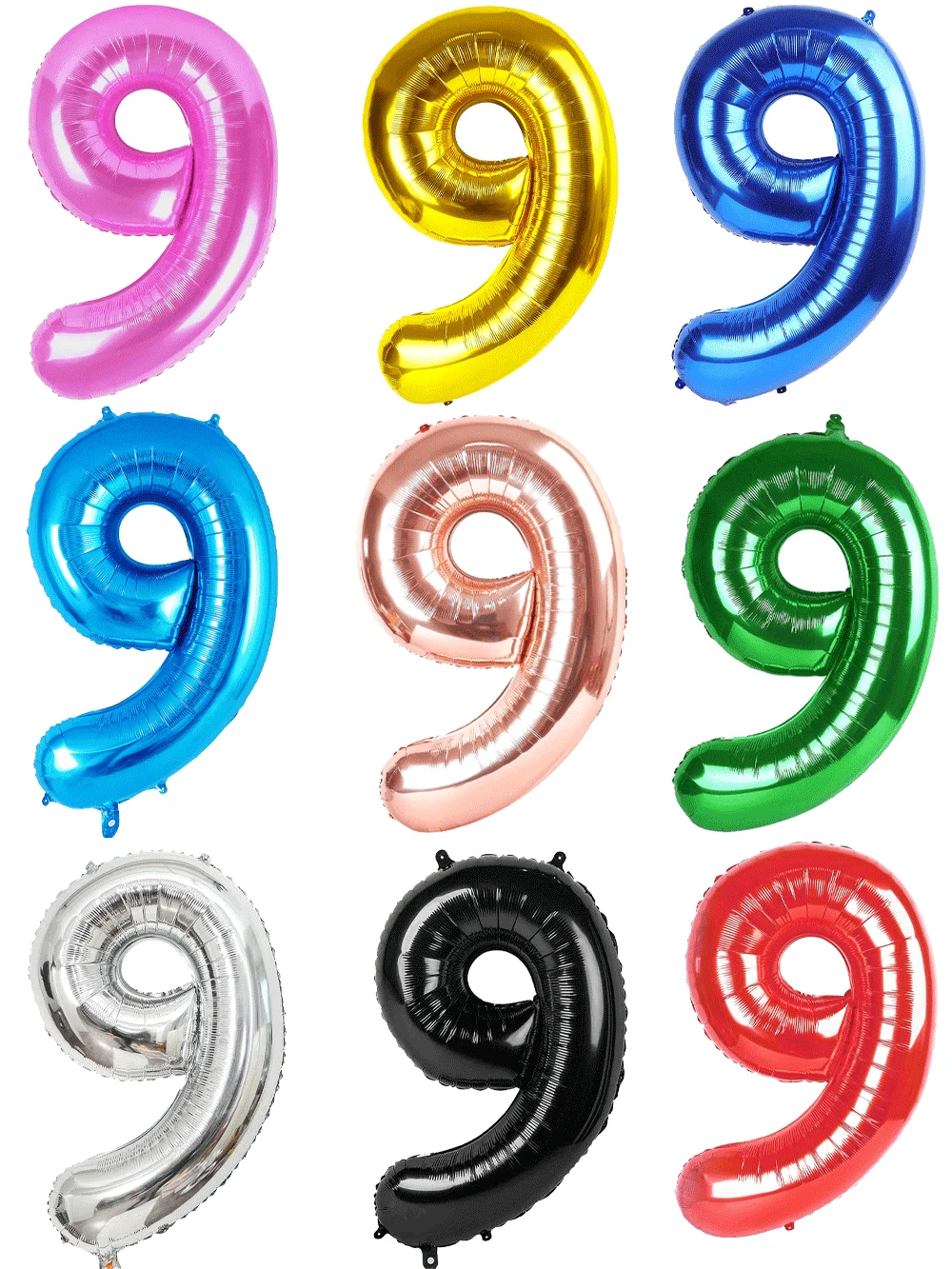 32 Zoll mehrfarbiger Nummer 9 Ballon große Zahlenballons 0-9 Jungen Mädchen Geburtstagsdekoration Frauen Männer Party Jubiläumszubehör – Detail 1