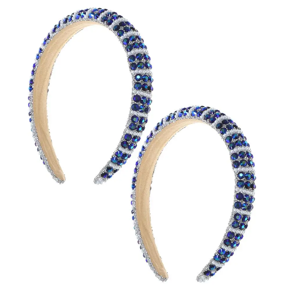 

2 Pcs Headband Hair Accessories Non Slip Rhinestones Girls Costume Headbands for Women Pearl Sponge Baroque Embellishment