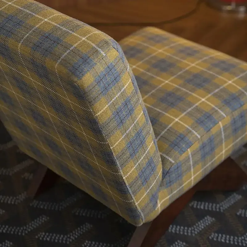 

Medieval single sofa living room sofa French retro plaid fabric