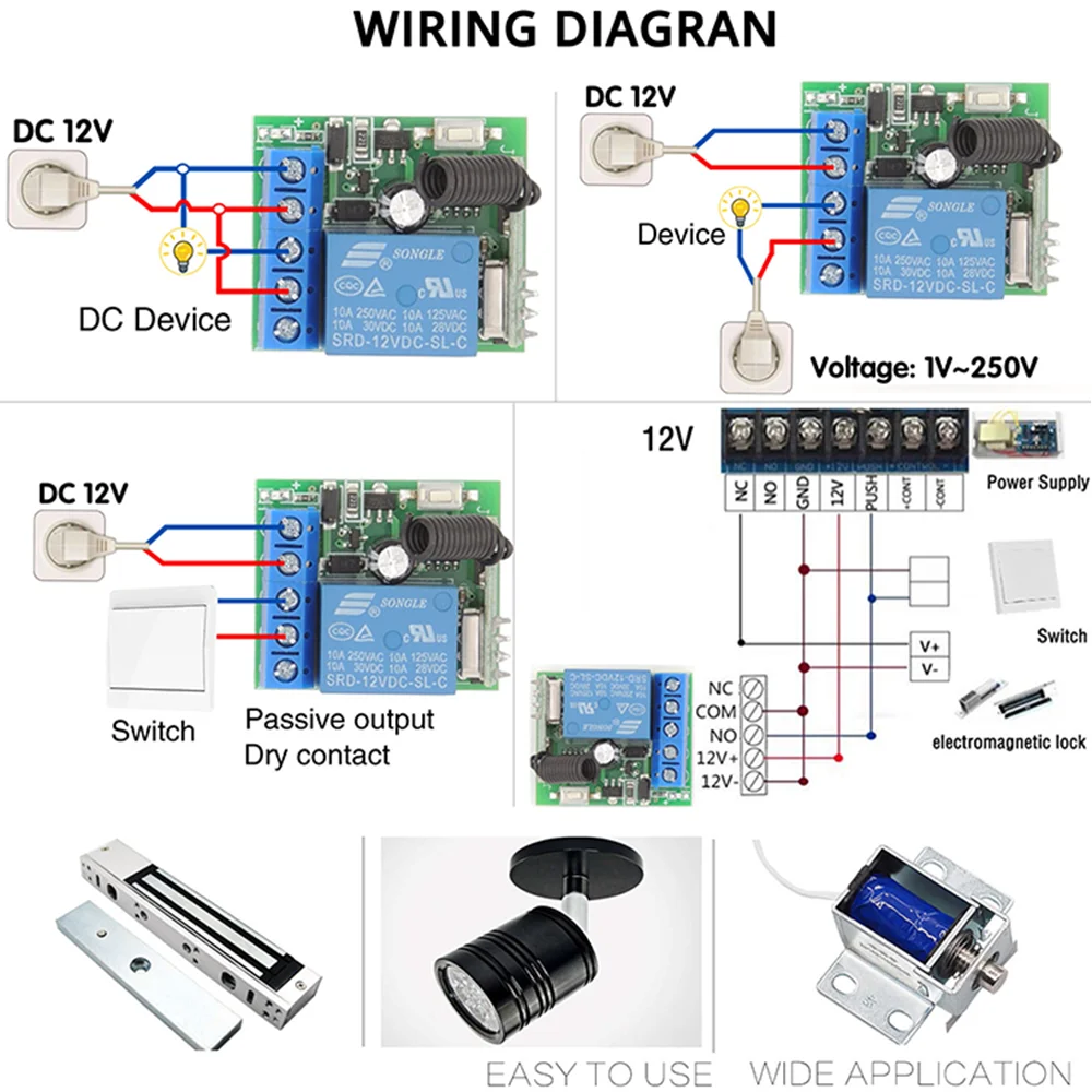 433mhz Rf Transmitter And Receiver Module DC 12v 1Channel Remote Control Switch Wireless Switch Remote Control 433mhz