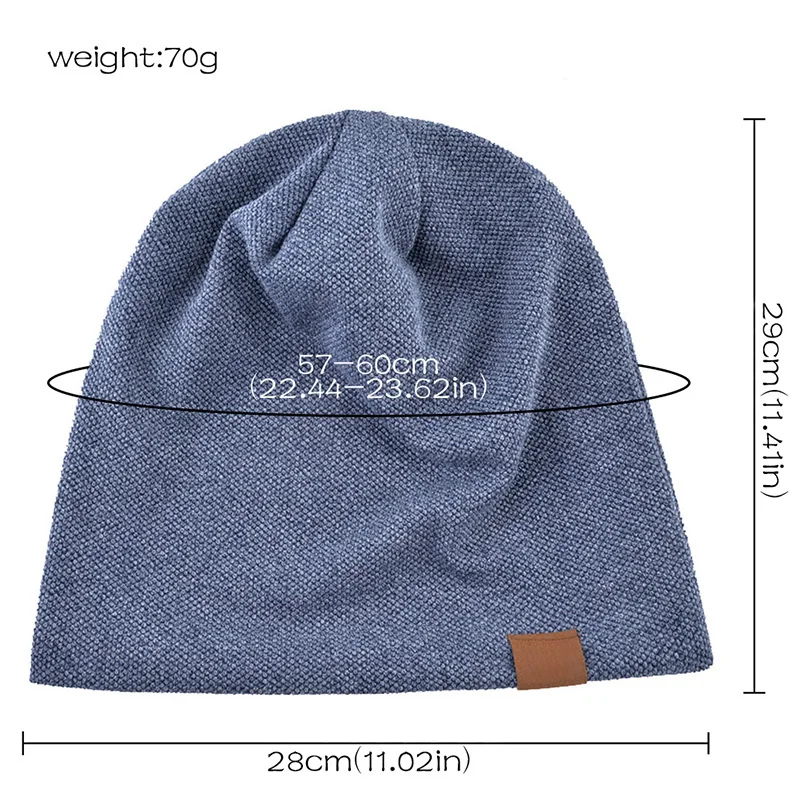 Unisex Autumn Winter Warm Beanies Hat Solid Color Baggy Slouchy Fordable Skullies Hat For Men Women Outdoor Cold-proof Bonnet