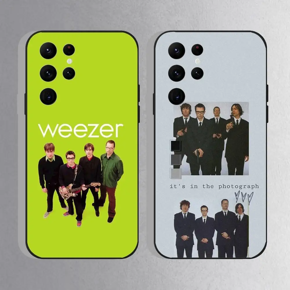 حافظة هاتف Weezer SZNZ للخريف لهاتف سامسونج S25، S24 Ultra، S20، S30 plus، S22 Plus، S23، Ultra 5G غلاف أسود من السيليكون