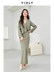 Vimly Spring Office Lady Elegant Matching Sets 2024 New Cropped Lapel Suit Jacket Maxi Tank Dress Womens Two Piece Sets M6206