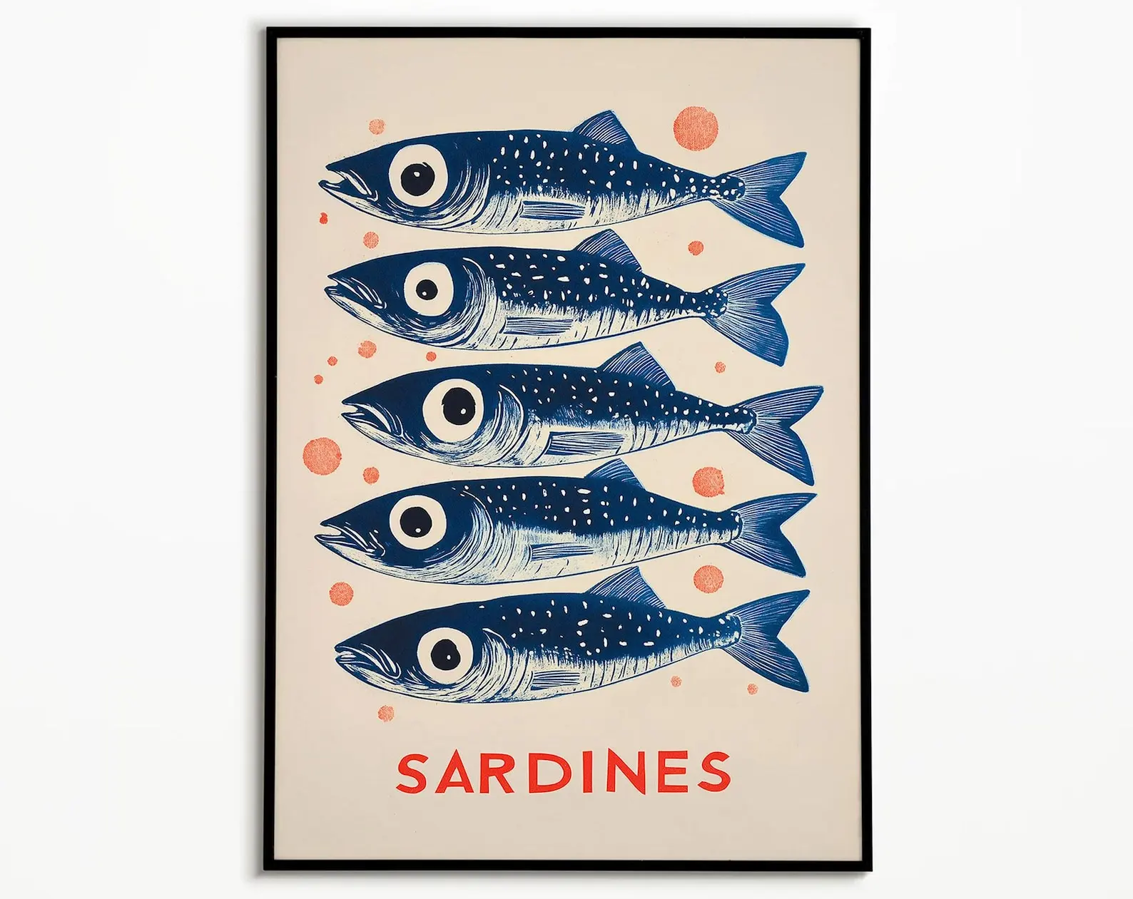 Vintage Sardines Canvas Wall Art Poster -Frameless Retro Fish Canvas Prints Minimalist Kitchen Decor for Modern Dining Room