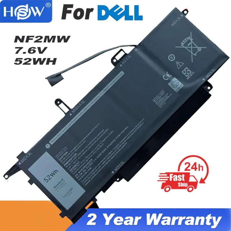 Brand New and Genuine NF2MW 7.6V 52Wh Laptop Battery for Dell Latitude 7400 2-In-1 Series 7146W 0C76H7 C76H7 Notebooks