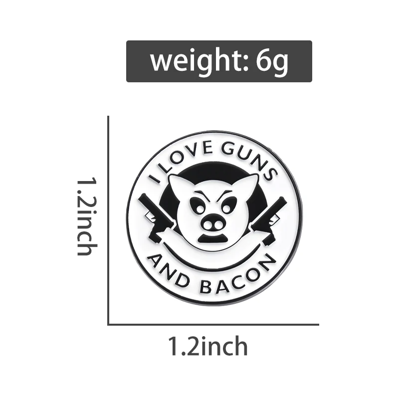 I Love Guns And Bacon Brooch Enamel Pins Cartoon Animal Pig Brooches Decorative Clothes Lapel Badge Backpack Jewelry Gift Pin