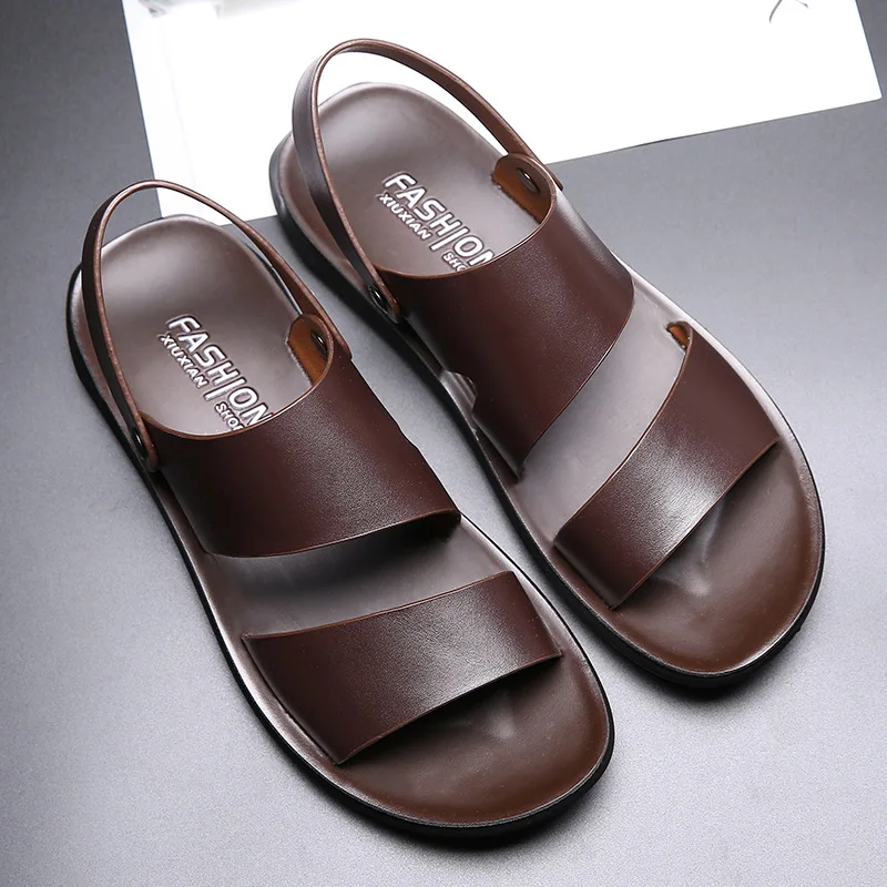 Concise Mens Sandals Quality Leather Men's Sandals Platform Men Beach Casual Shoes Fashion Comfort Male Slippers Erkek Ayakkabı