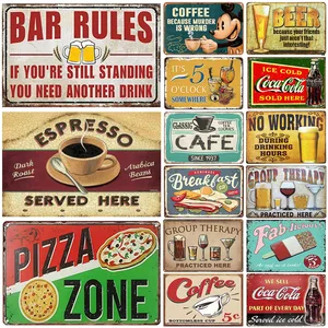 Vintage Metal -Blechschild für Dekoration, Kaffee, Pizza, Bier, Kleber, Wandplakat, Kennzeichen, Eisenmalerei, Haus, Kaffee, Restaurant, Club, Bar 8 Hauptverkaufsdekoration Pizza - №3