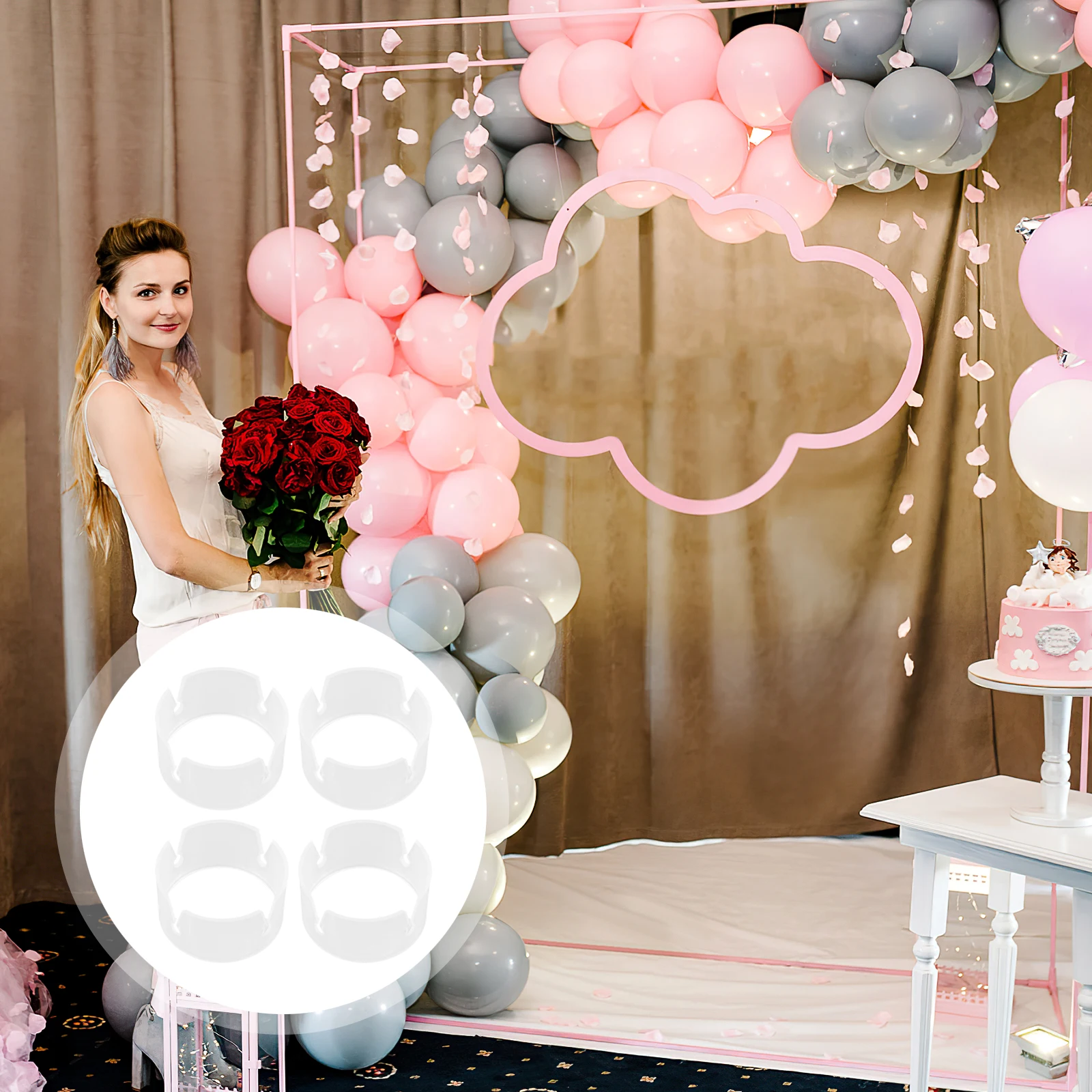 150 قطعة من موصلات قوس البالونات حلقات مشبك بلاستيكي لسهولة إعداد تزيين البالونات وإكسسوارات حفلات الزفاف والمناسبات #5