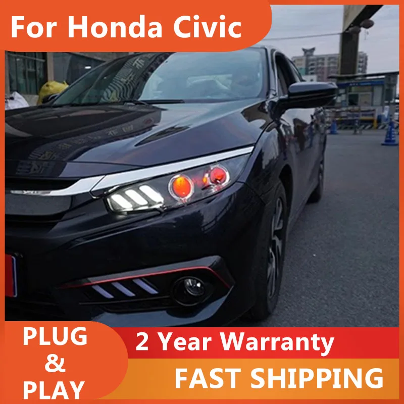 

Car Styling for Honda CIVIC X Head Light 2016 2017 CIVIC 10th Headlight DRL Turn Signal Low High Beam Projector Lens