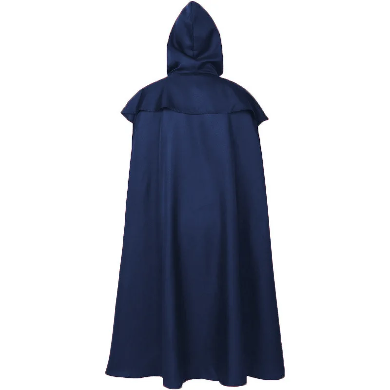 2026 Men's Black Medieval Retro Hooded Robe, Festival/performance Cosplay Costume, Red Cape Long Jacket, Blue and Green Cloak