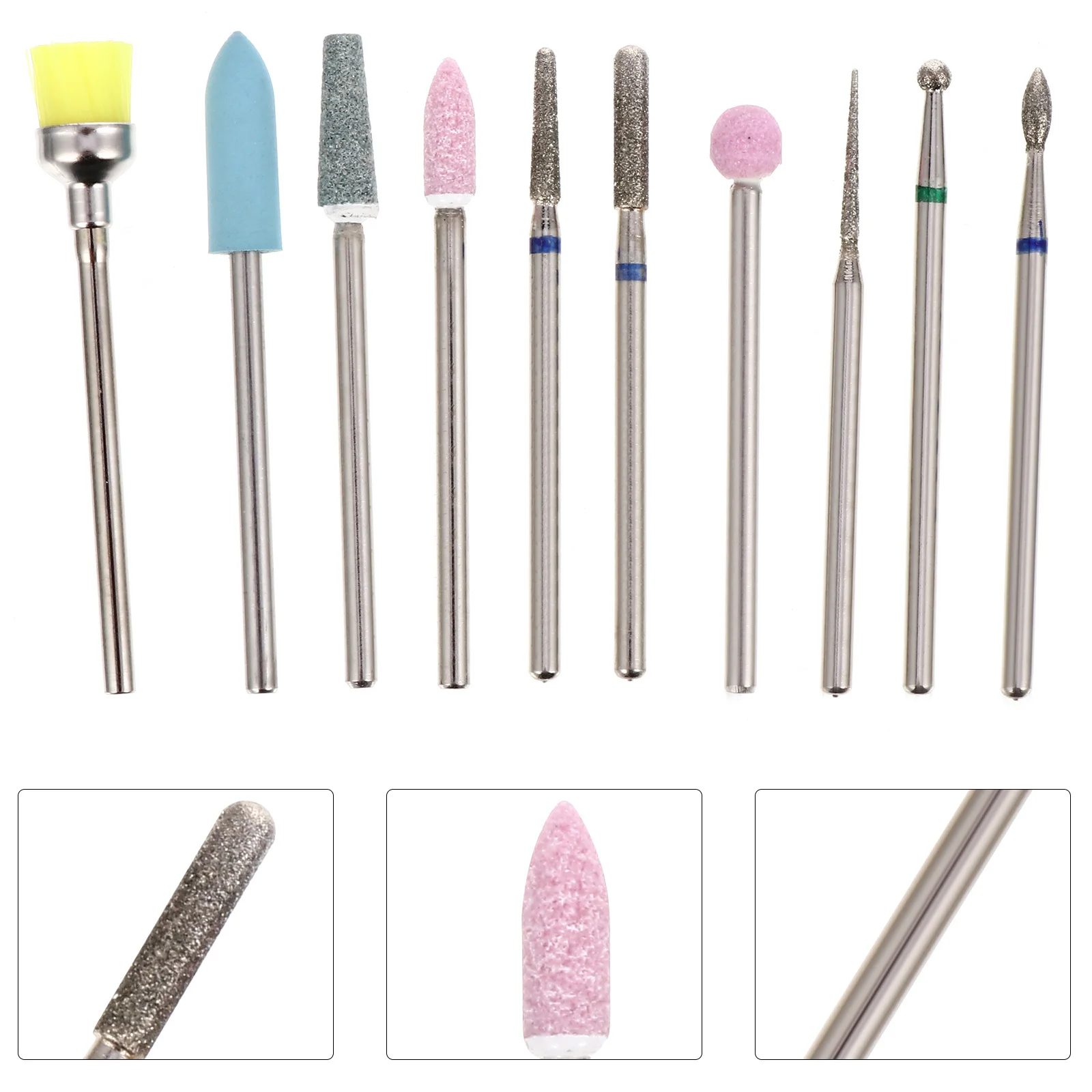 10 قطعة/المجموعة مسمار رأس مطحنة عدة التنغستن الصلب تلميع رئيس ل مانيكير إزالة الجلد الميت خفيفة الوزن مسمار لقمة ثقب مجموعة
