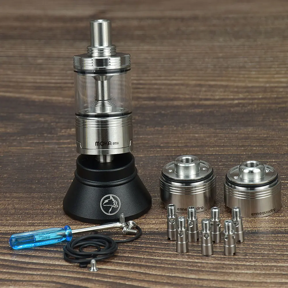 Wolfcoolvape Moka สไตล์ RTA Kuma RTA 316SS สามารถสร้างใหม่ได้4.5มล. 22มม. เครื่องพ่นละออง RTA พร้อมหมุดอากาศ + 3ห้อง