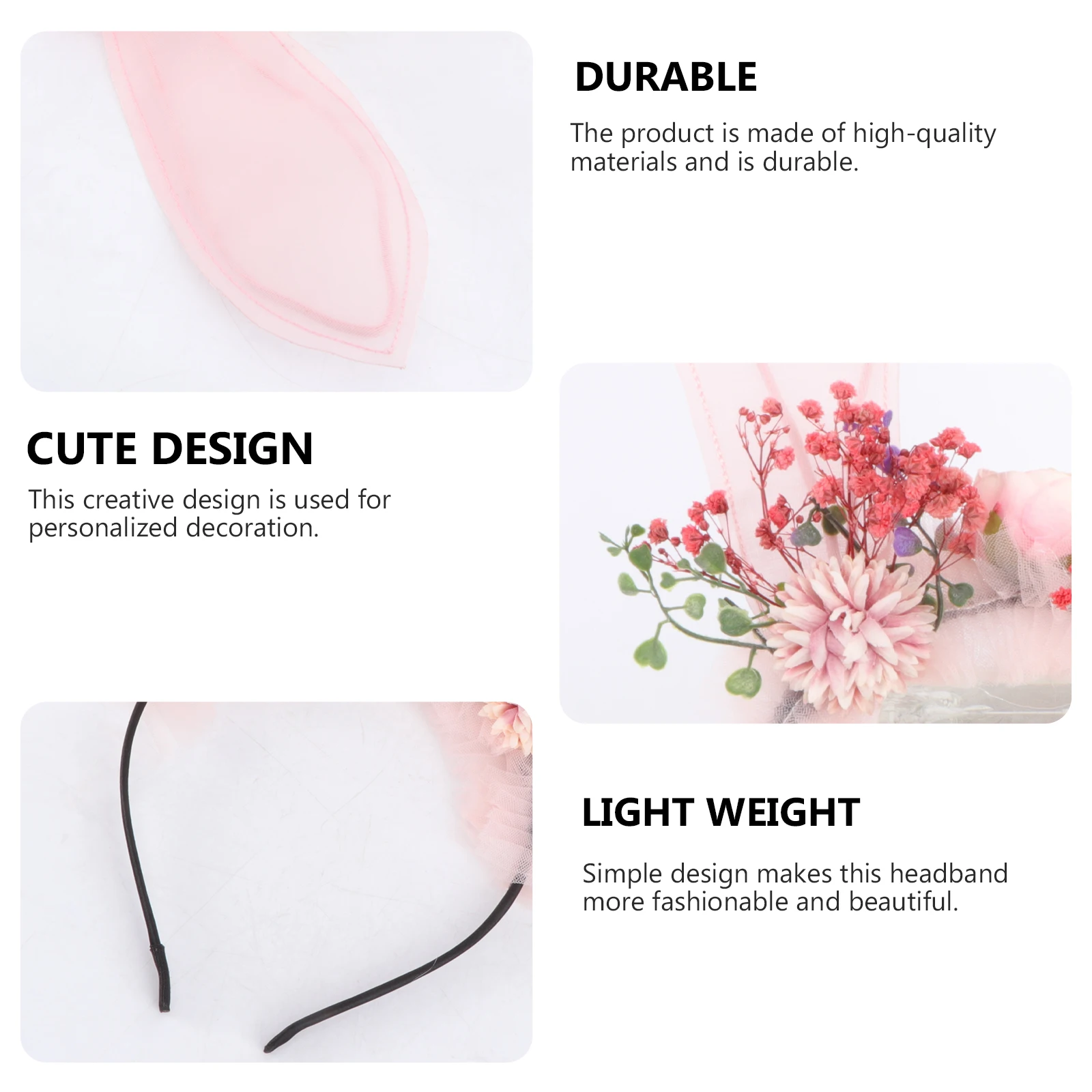 

Bunny Ear Headband Lightweight Party Hair Hoop Rabbit Ear Headdress For Easter Carnival Masquerade Costume Festival Ball Party