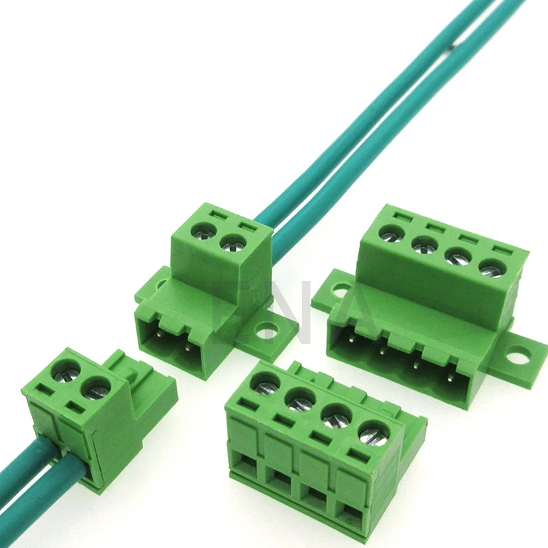 1Sets solderless docking type 2EDGRKC 5.08MM screw terminal block connector PCB plug-in type 2edg type green terminal block