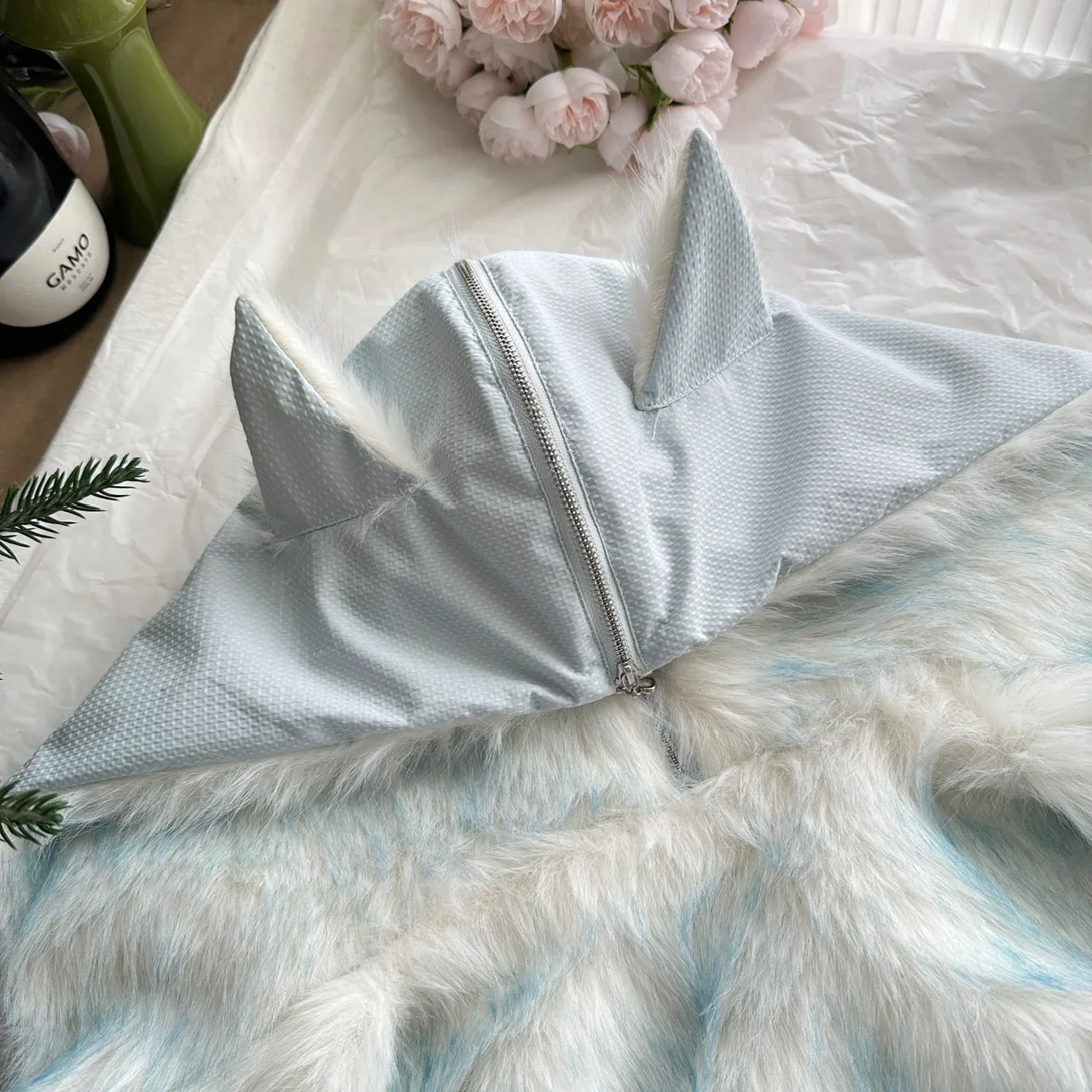 Jesienno-zimowy japoński uroczy dwustronny płaszcz damski z kocimi uszkami, futrzanym kołnierzem, zapinany na zamek, luźny płaszcz w stylu Y2K z lat 2000, kawaii.