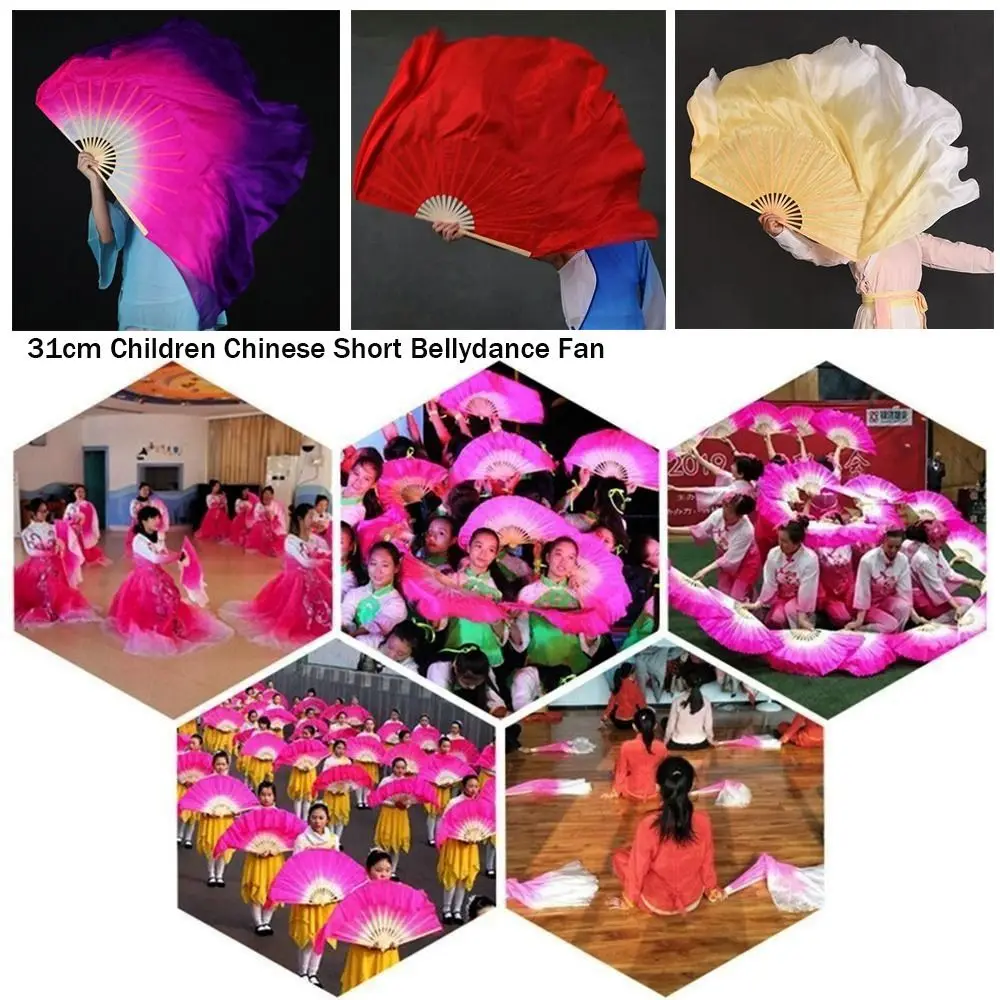 31 سنتيمتر الخيزران الصينية قصيرة الرقص الشرقي مروحة ملونة 10/20 سنتيمتر نصف دائرة الحرير الأطفال الخيزران المشجعين 10 أنماط اليد صبغ الكبار مروحة #1