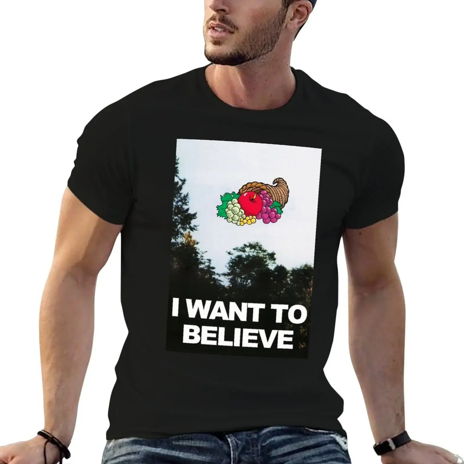 I Want To Believe- Cornucopia- Fruit of the Loom- Mandela Effect-X-Files T-Shirt graphic t shirts mens graphic t-shirts