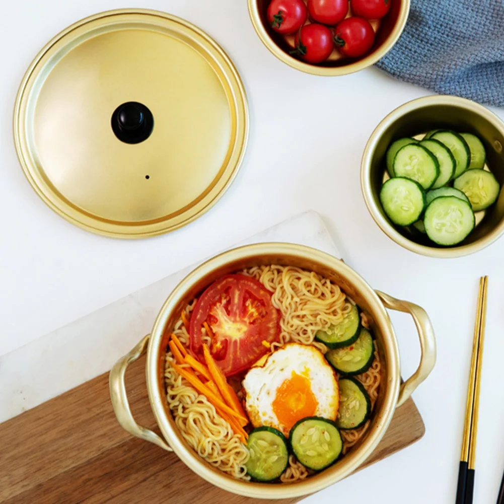 Korean Ramen Noodle Pot Korean Yellow Aluminum Stockpot Instant Noodles Pot